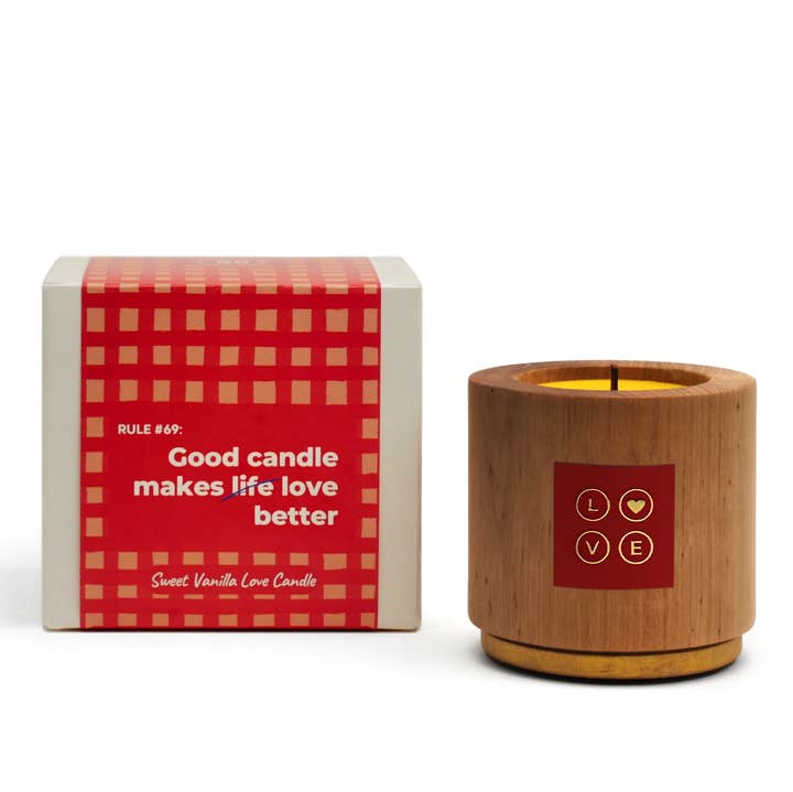 Sweet Love Candle | gift candleholder with beeswax candle for wholesale by WOOD MOOD