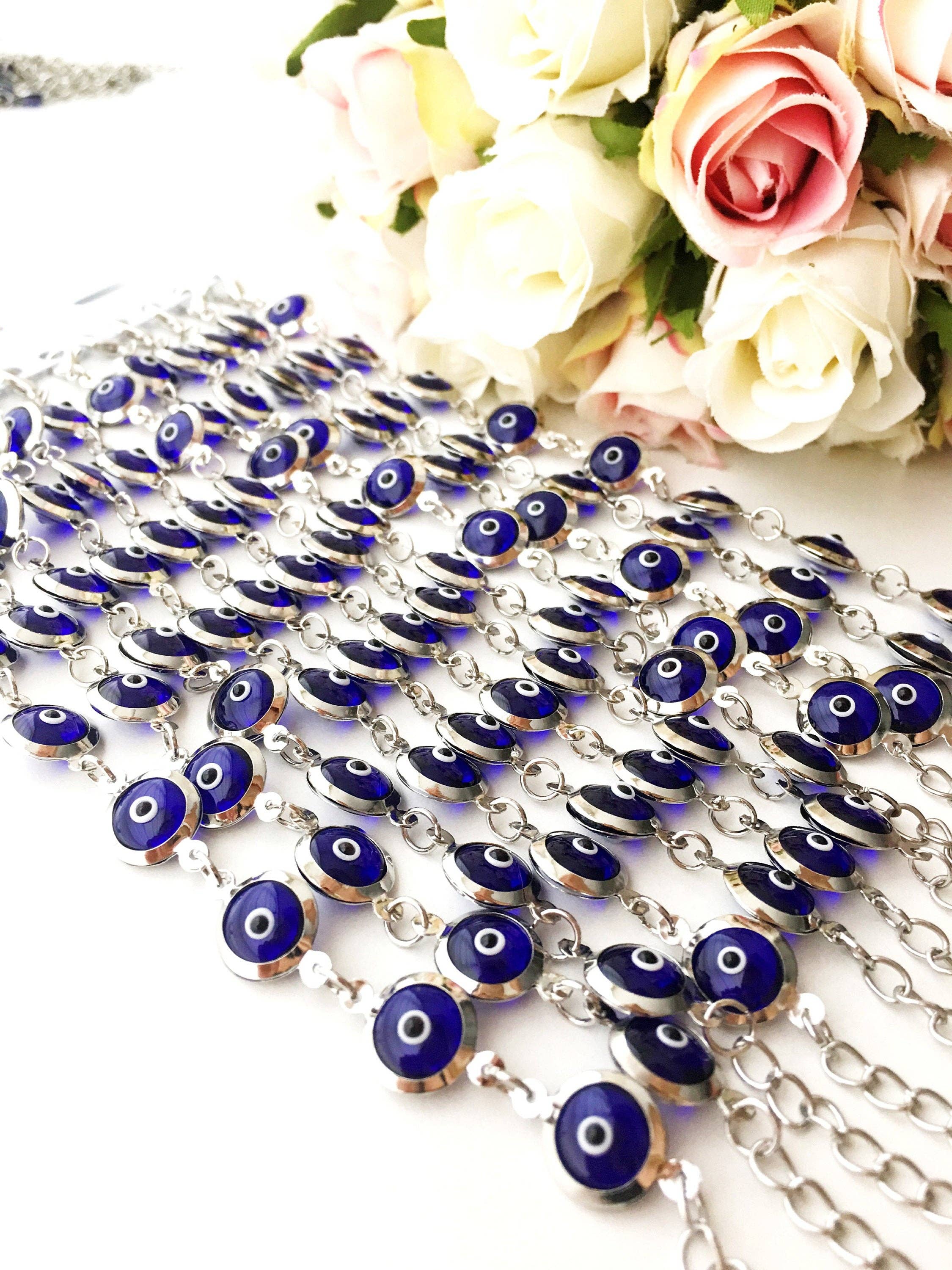 Evileyefavor - Wholesale Charm/Dangle Bracelet - Blue Evil Eye Bracelet, Silver Link Chain Bracelet, Glass Eye Bead1