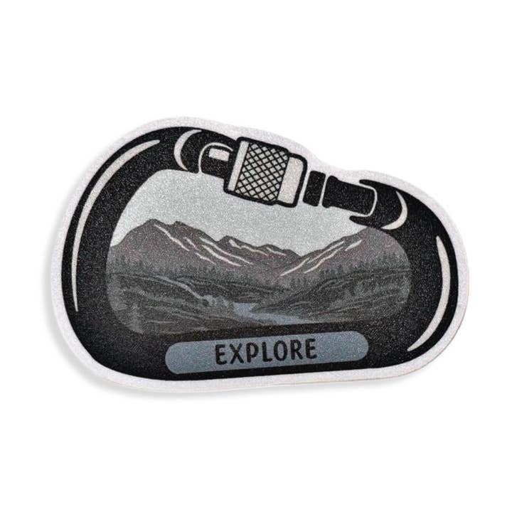 Explorar mosquetão, Autocolante de Natureza, Autocolante de Vida Selvagem para portáteis, garrafas de água, cadernos, Autocolante de vinil à prova de água por atacado de Designed With Hartman