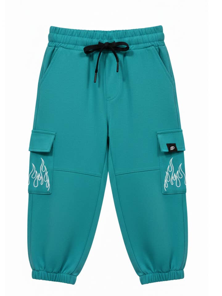 TEAL FLAME • CARGO JOGGERS for wholesale by Smiley Daze