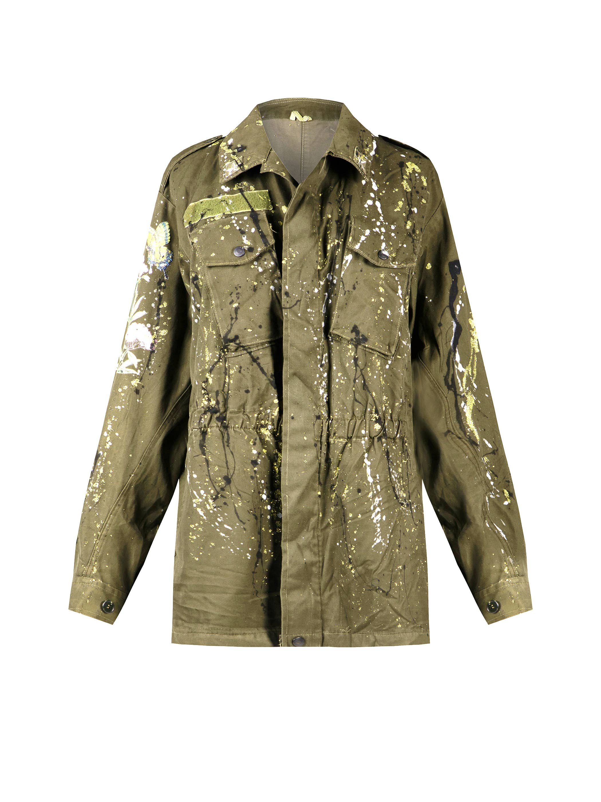 apiedinudinelparco - Wholesale Jacket - Women's - UP-CYCLED MILITARY JACKET GLITTER PATCH STREET ART LUX STYLE10