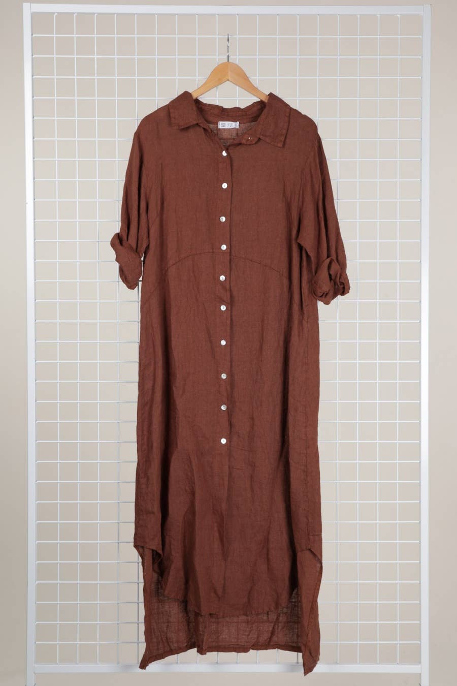 la maison des fibres naturelles - Wholesale Button Down Shirt - Women's - Long shirt dress 68036 100% LINEN12