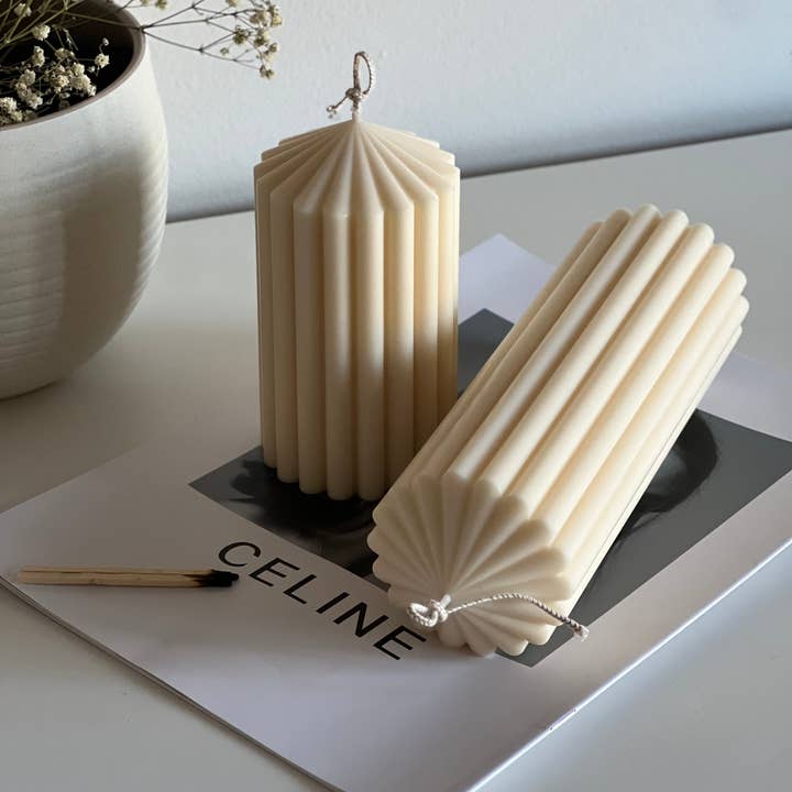 Project Helios - Wholesale Pillar Candle - Ribbed pillar candles, Soy wax, Table decoration