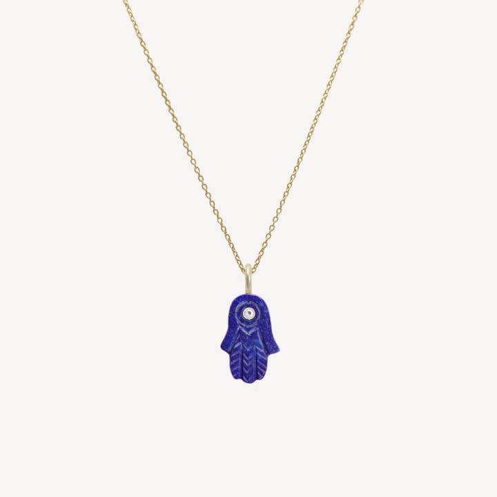 Labradorite Hamsa Necklace for wholesale by HYE JANE