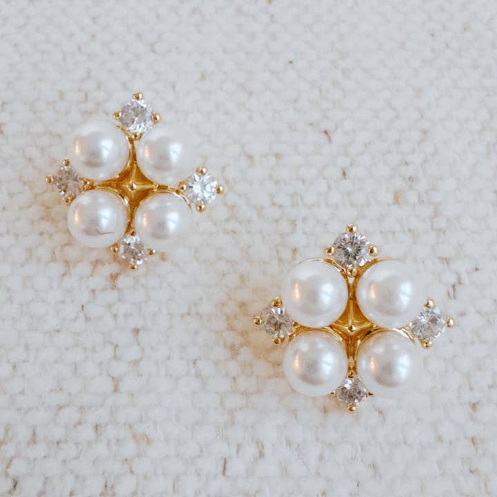 Four Pearls Stud Earrings for wholesale by Ellison+Young