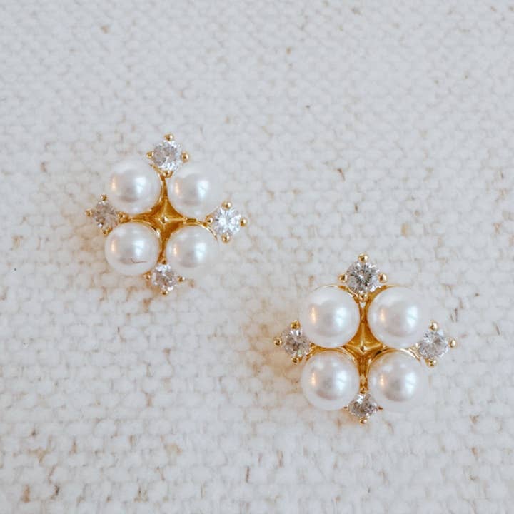 Four Pearls Stud Earrings for wholesale by Ellison+Young