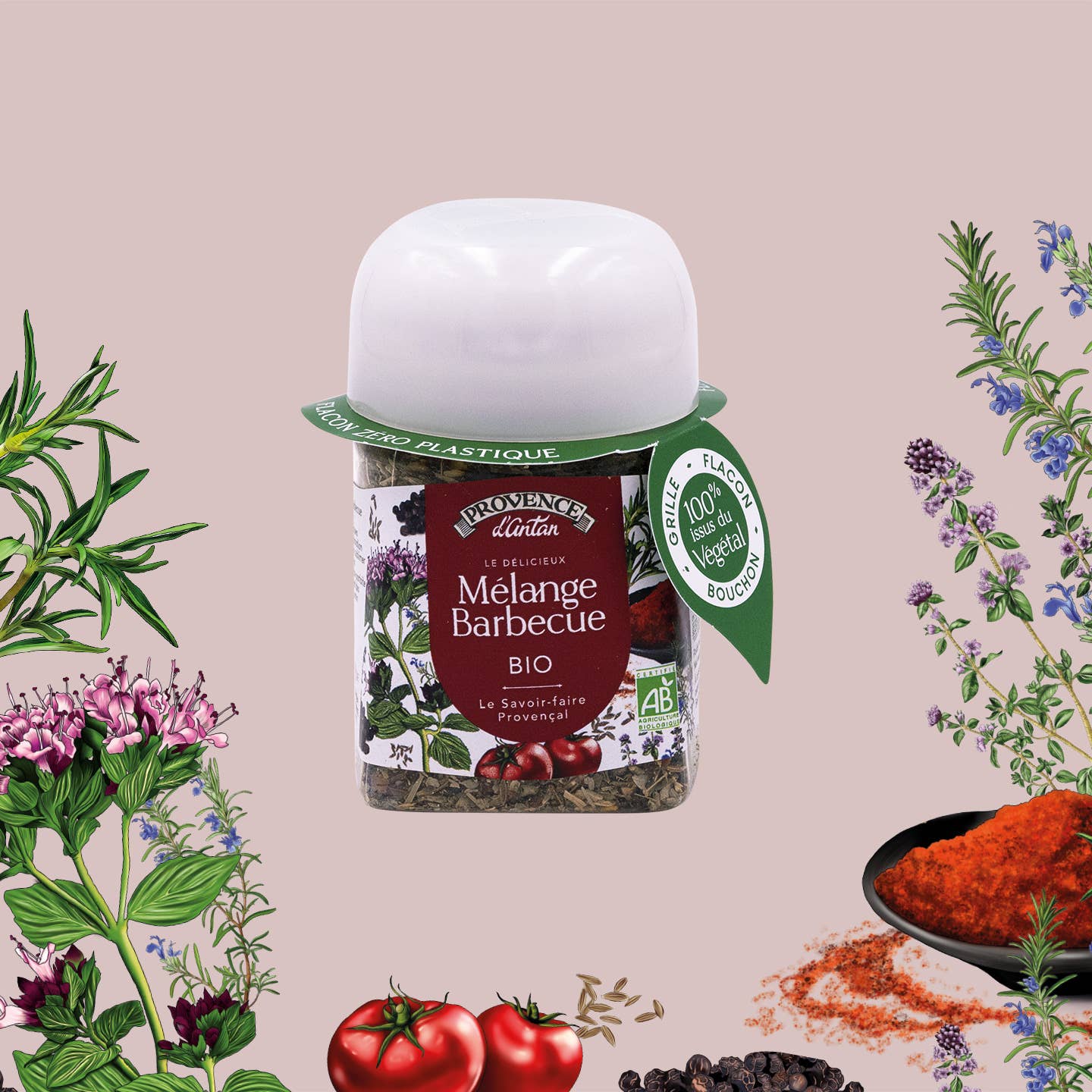 PROVENCE D'ANTAN – wholesale Dried spice mix – Organic BBQ Mix* 40g PLA Plant Pot0