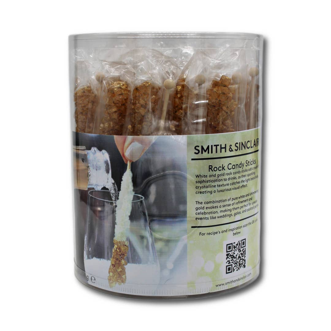 Smith and Sinclair - Vendita all'ingrosso Caramelle dure - BASTONCINI DI ZUCCHERO CRISTALLIZZATO BIANCO-ORO