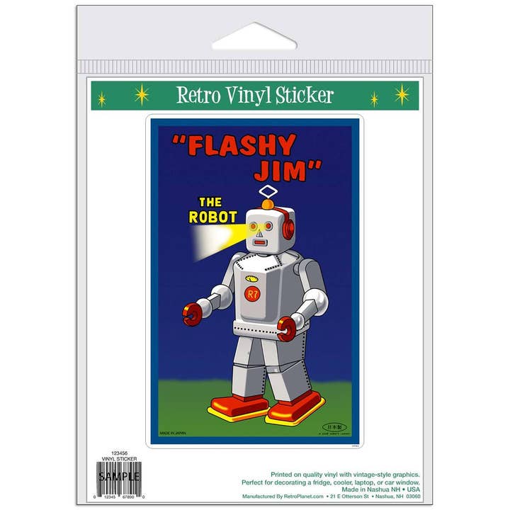 RetroPlanet - Wholesale Sticker - Flashy Jim Robot Tin Toy Sticker1