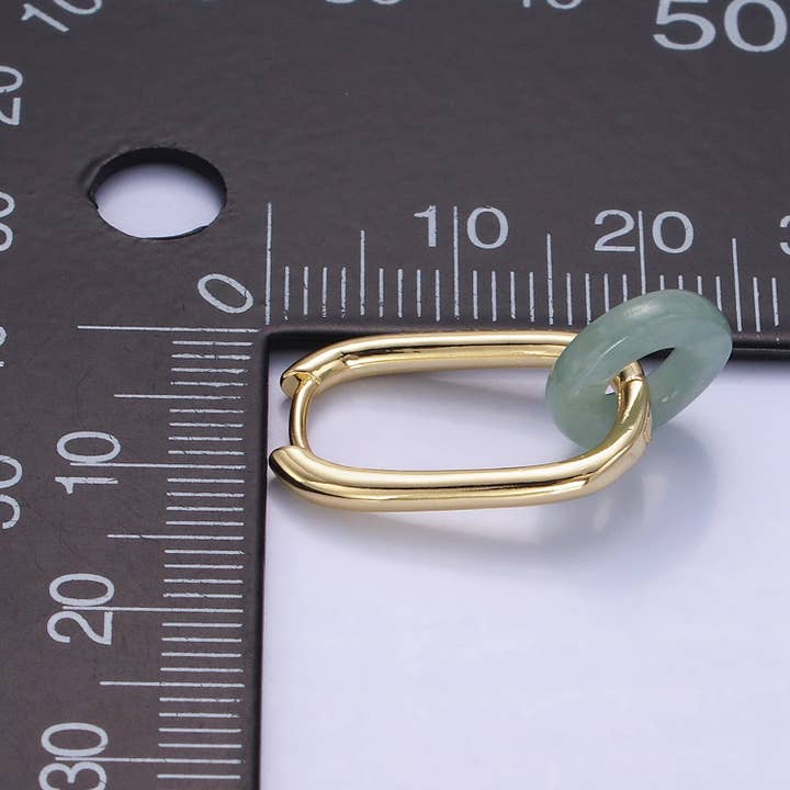 Aim Eternal - Wholesale Hoop Earrings - 14K Gold Filled Jade Donut 20mm Oblong Hoop Earrings | AE515