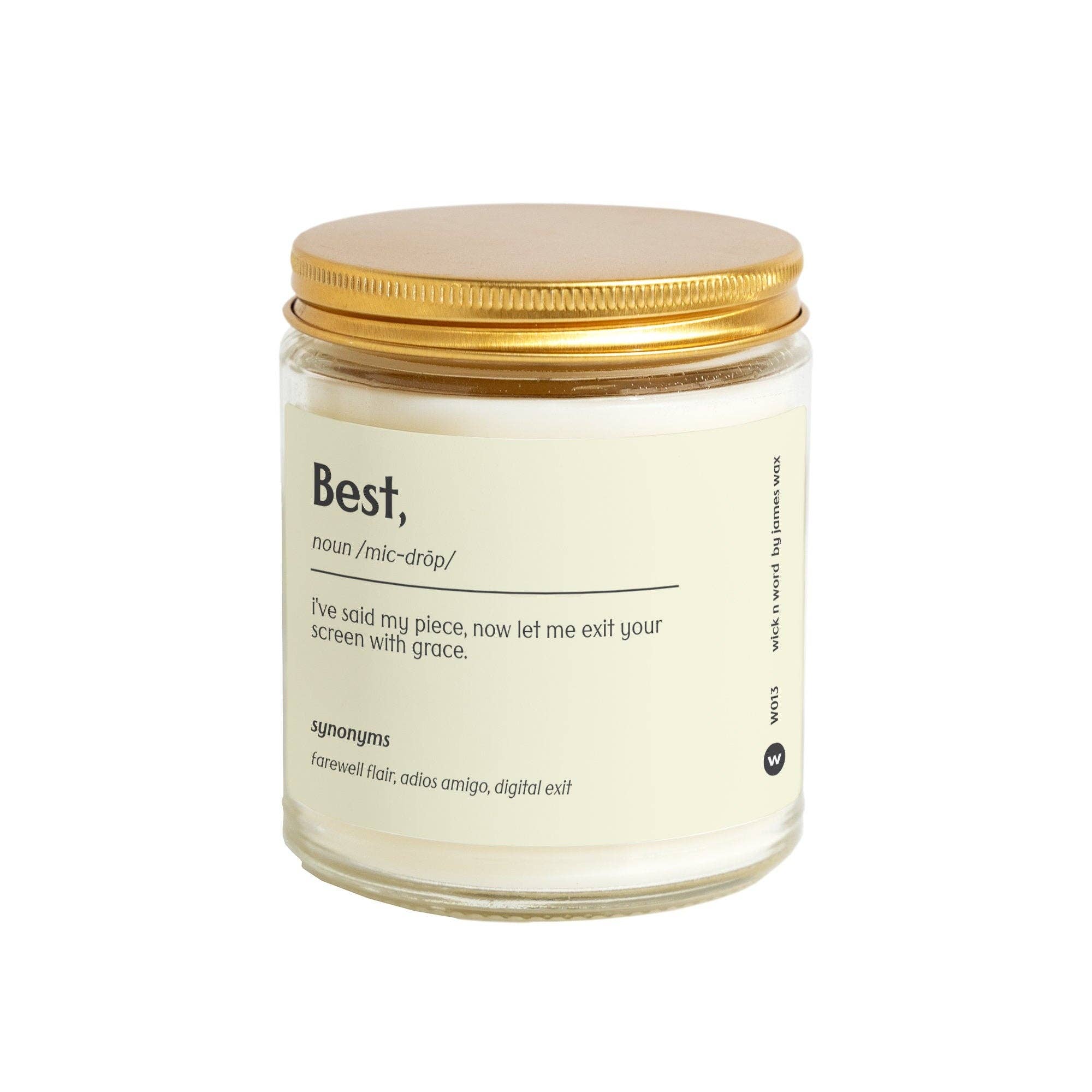 Wick n Word - Vente Bougie en bocal - Cadeau personnalisé pour collègue, « meilleur », définition, bougie, cadeau d'appréciation, cadeau de bureau, cadeau surprise amusant, cadeau de vacances, W0131