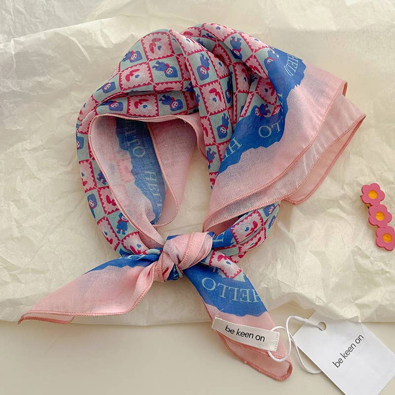 MKS America - Wholesale Bandana - Women's - pink fairy tale Floral Bandana Square scarf5