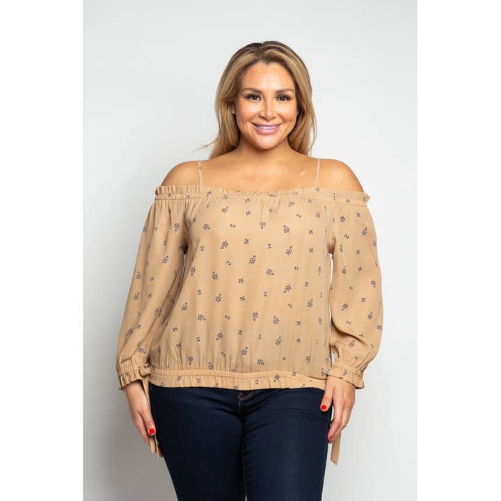 TOP CON LACCETTI LATERALI CON SPALLE SCOPERTE FLOREALI TAGLIE FORTI per la vendita all'ingrosso da parte di Curve Market