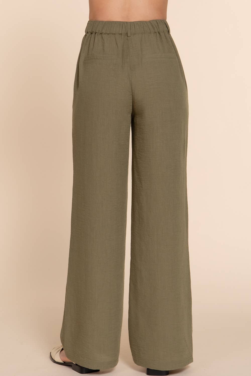Active Basic | Active USA - Wholesale Pants - Women's - Straight Woven Linen Effect Long Pants3
