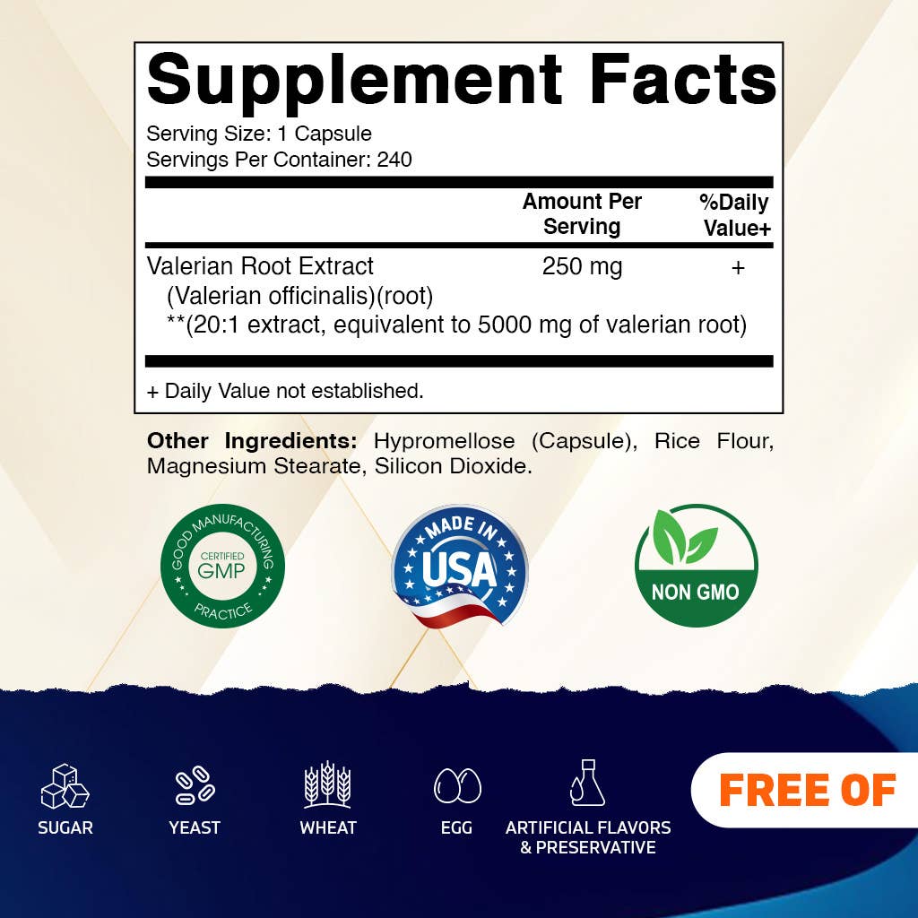 Vitamatic - Vente Supplément oral/vitamine - Vitamatic Racine de Valériane 5000 mg | 240 capsules végétales1