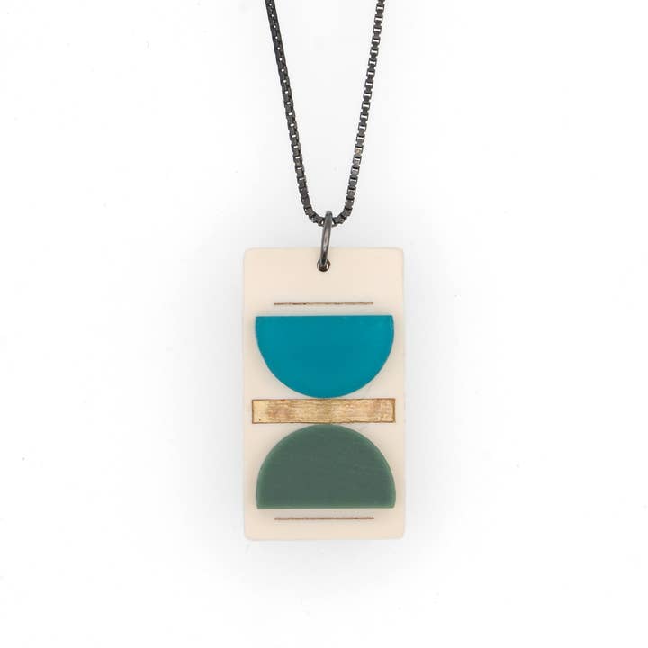 Balance Necklace Duo · Geometric Ombre Color · Long · Shapes for wholesale by Bird of Virtue