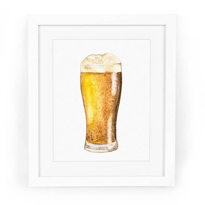 Beer in Weizen Glass Watercolor Fine Art Giclee Print for wholesale by CharmCat