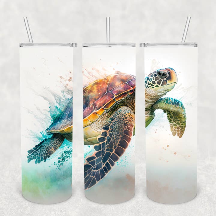 Watercolor Sea Turtle Tumbler for wholesale by The Potted Oasis