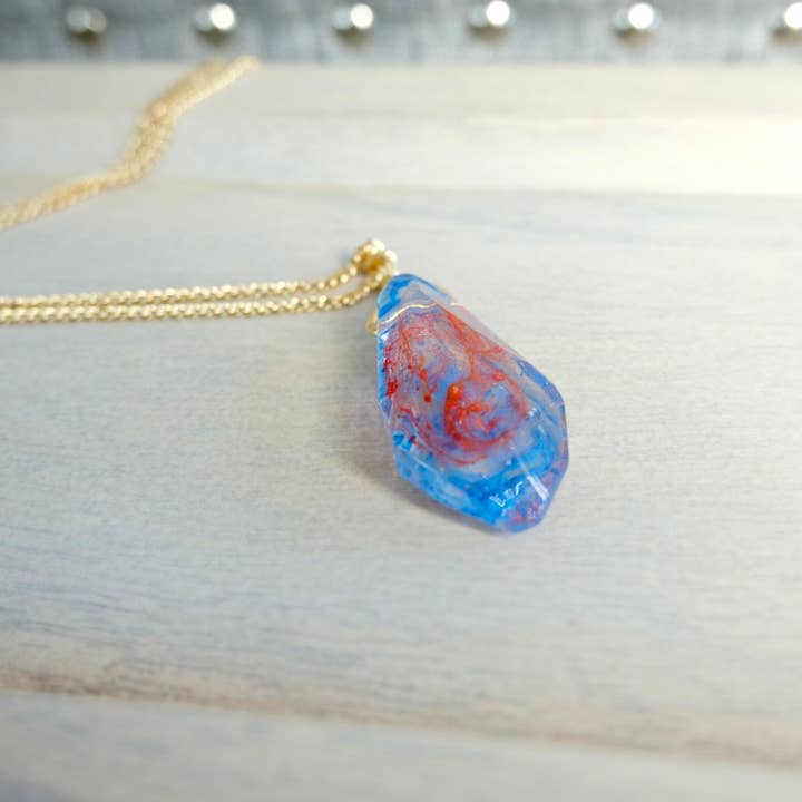 BlueButterflyBazaar – Colar pingente/pendente por atacado – Colar de cristal Reylo Kyber Cristal vermelho e azul Star Wars Gift3