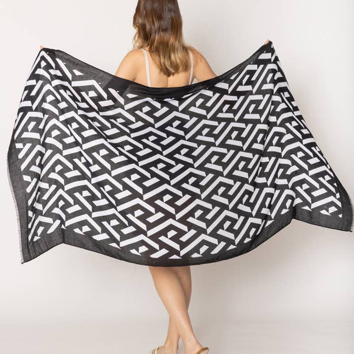 Fashion City - Wholesale Scarf - Women's - Geometric Pattern Print Women Lightweight Scarves