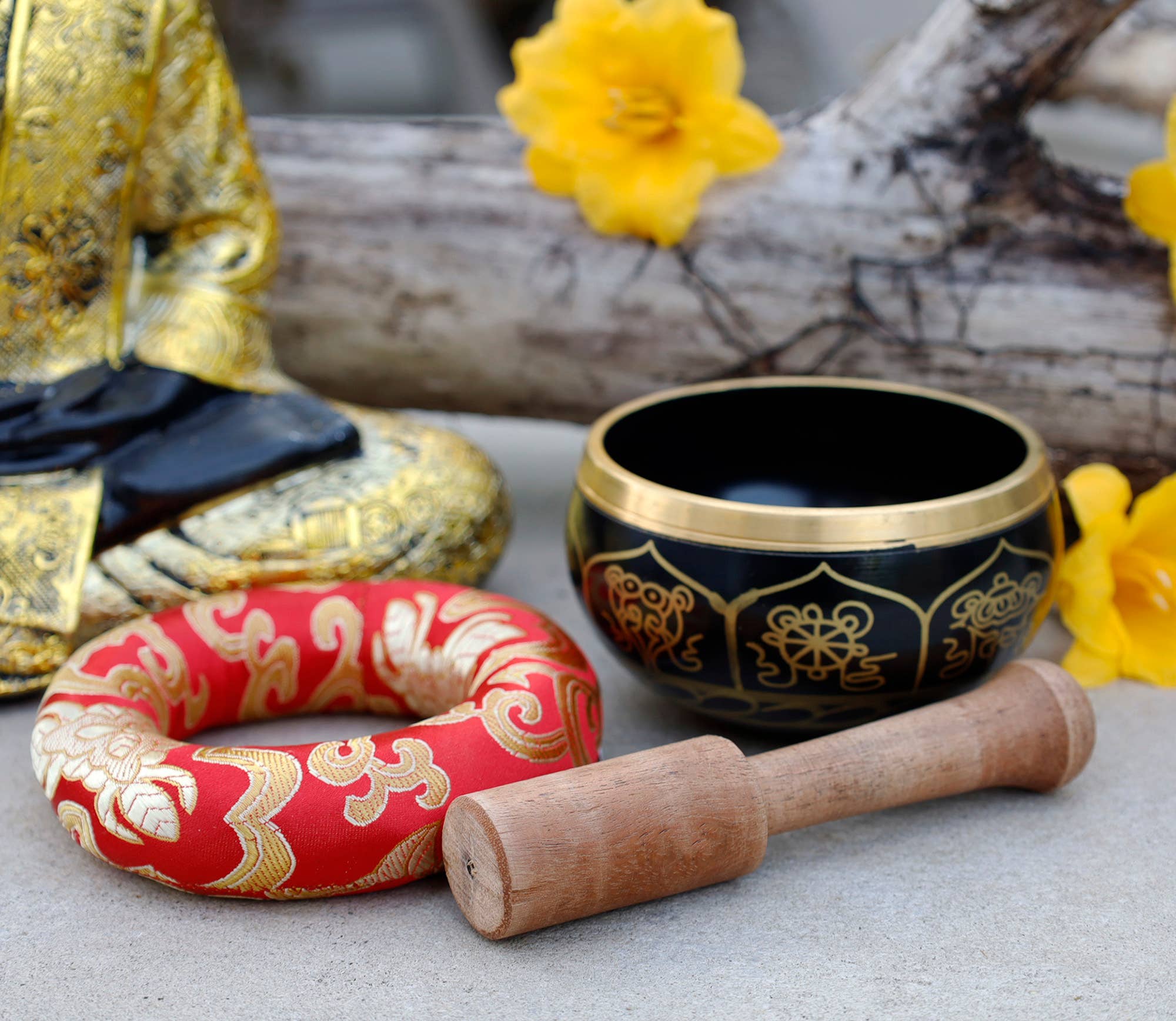 Lungta Imports - Wholesale Meditation Supplies - Tibetan Singing Bowl 8LS Complete Set For Meditation & Yoga1