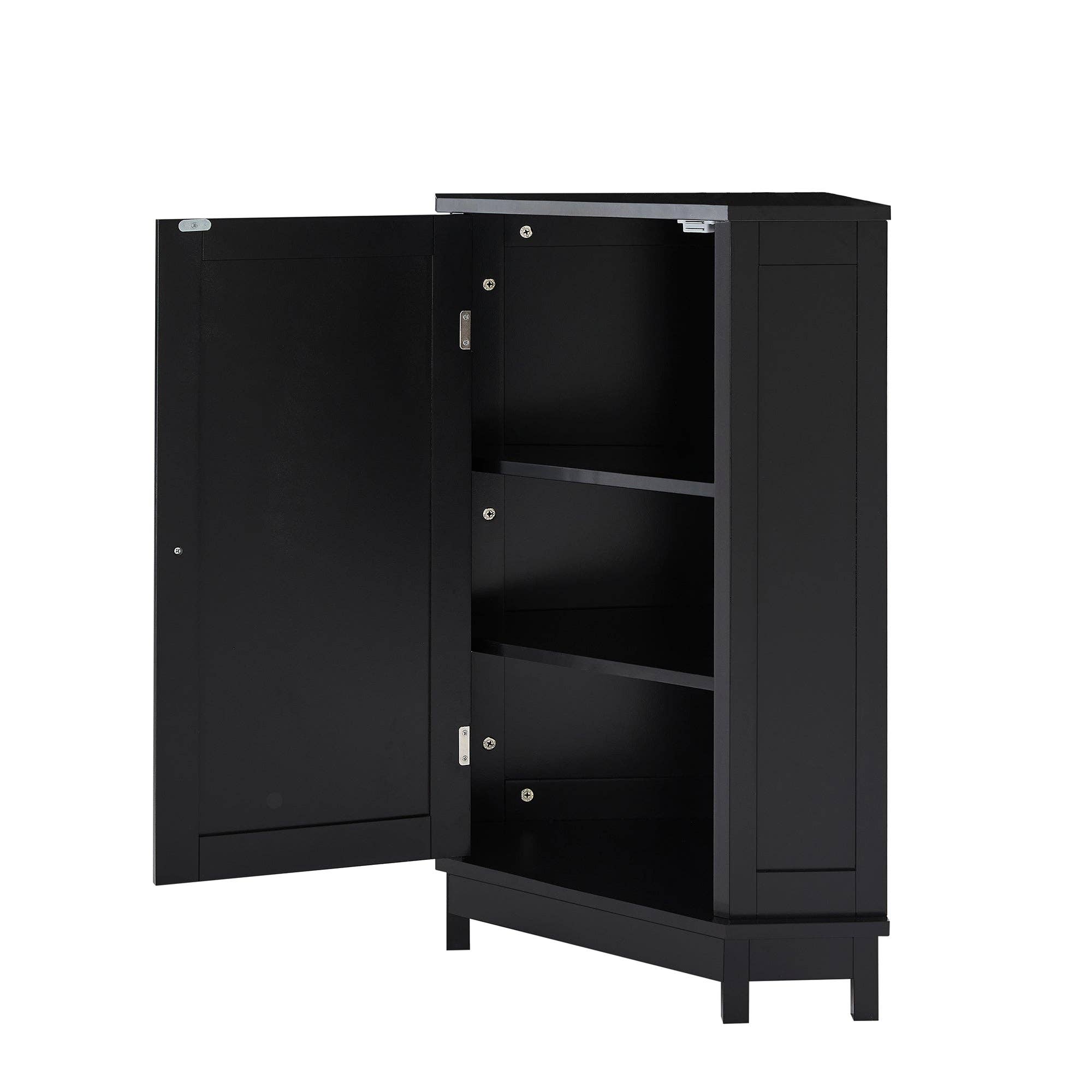 Orange County Decor - Wholesale Cabinet - Black Bathroom Cabinet Triangle Corner Storage Cabinet With Adjustable Shelf Modern Style Mdf Board Black Mdf22