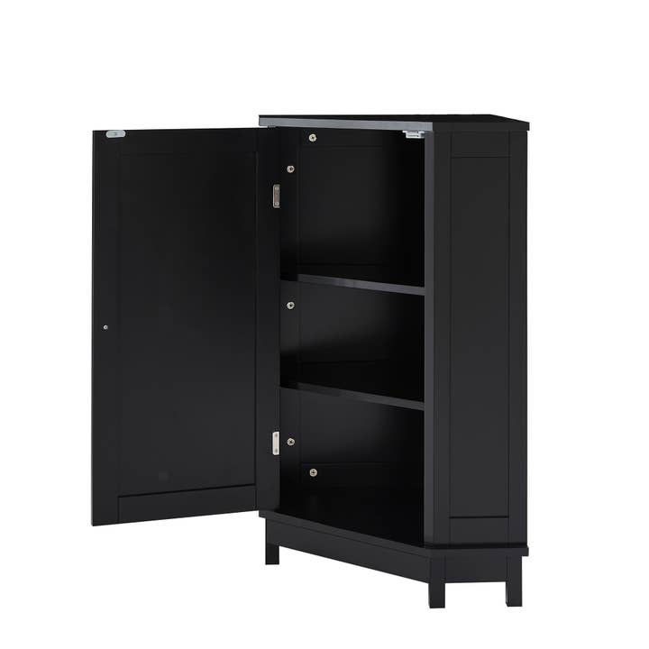 Orange County Decor - Wholesale Cabinet - Black Bathroom Cabinet Triangle Corner Storage Cabinet With Adjustable Shelf Modern Style Mdf Board Black Mdf22