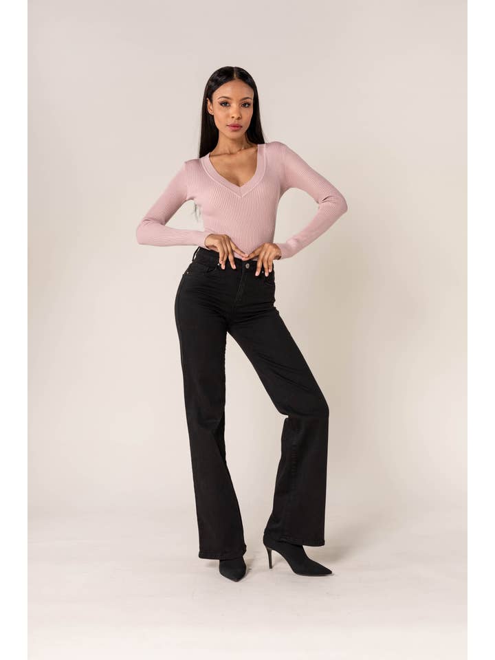 Nina Carter - Wholesale Jeans - Dames - TALL P211 wijd uitlopende jeans met hoge taille6