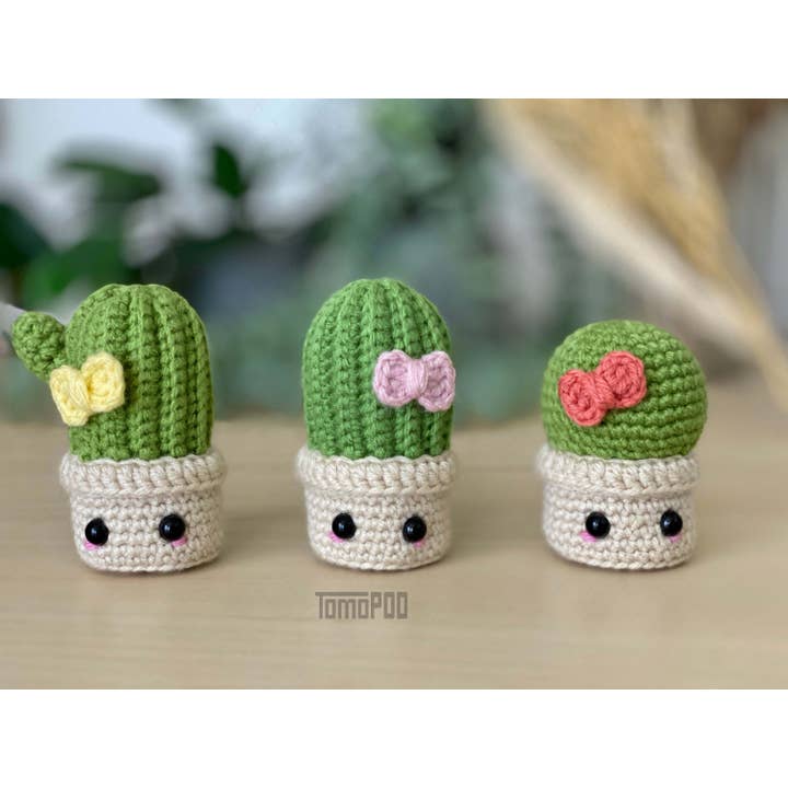 TOMOPOD LLC - Wholesale Decorative Tabletop Object - Handmade Small Crochet Cactus, Cute Home Office Desk Decor