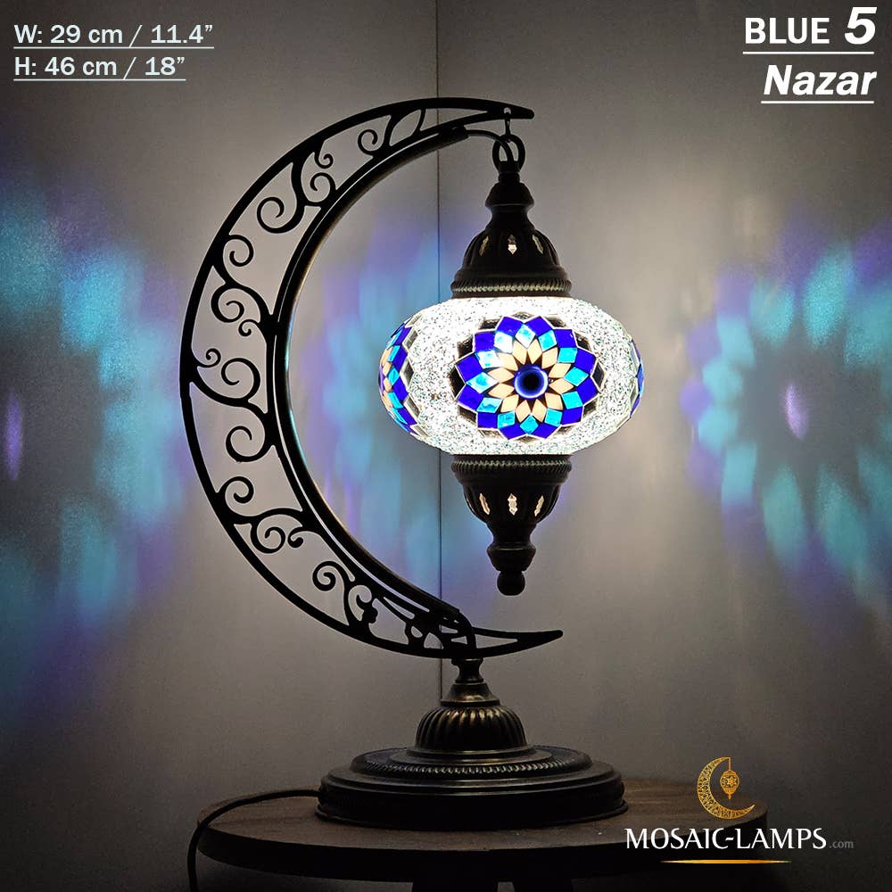 Mosaic Lamps - Wholesale Accent/Desk Lamp - 10+ Colors - Moroccan Moon Table Lamp, Arc, Murano Crescent8
