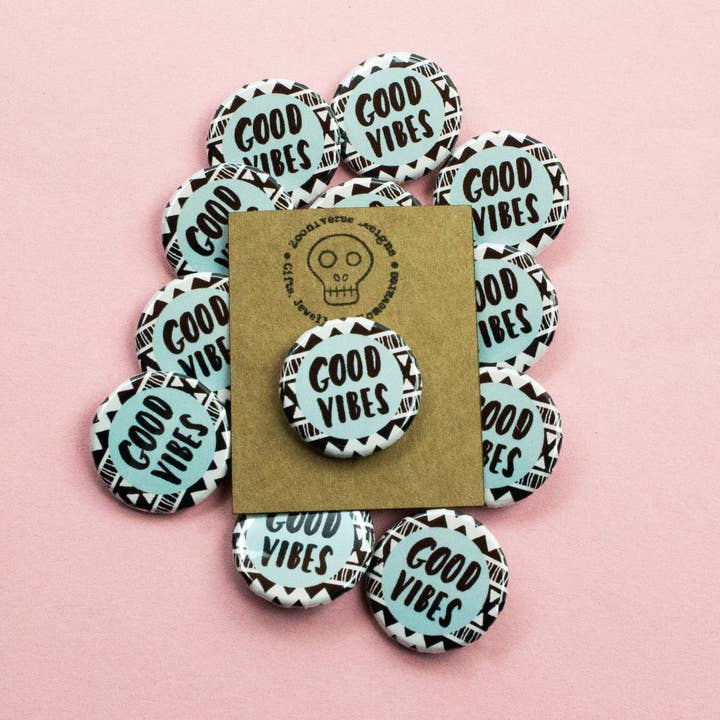 Distintivo de Botão 25mm Boas Vibrações por atacado de Zooniverse Designs