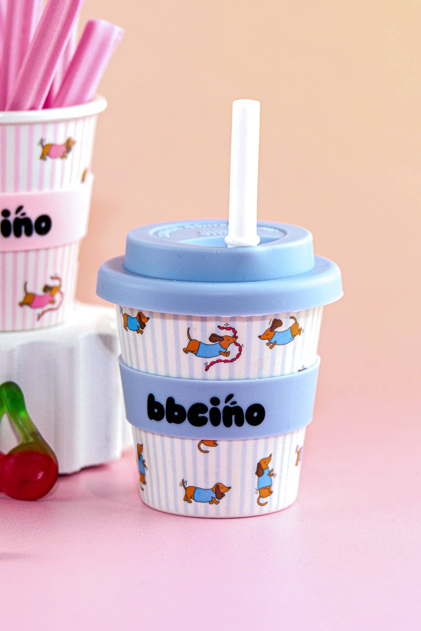BBcino - Wholesale Drinking glass/cup – Kids & Baby - Dash in Blue Babycino Cup - 120ml (STRAW INCLUDED)