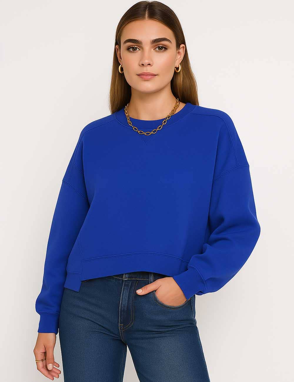 Sweetkama - Wholesale Sweatshirt - Women's - Ladies Solid Color Cropped Pullover SKT52317