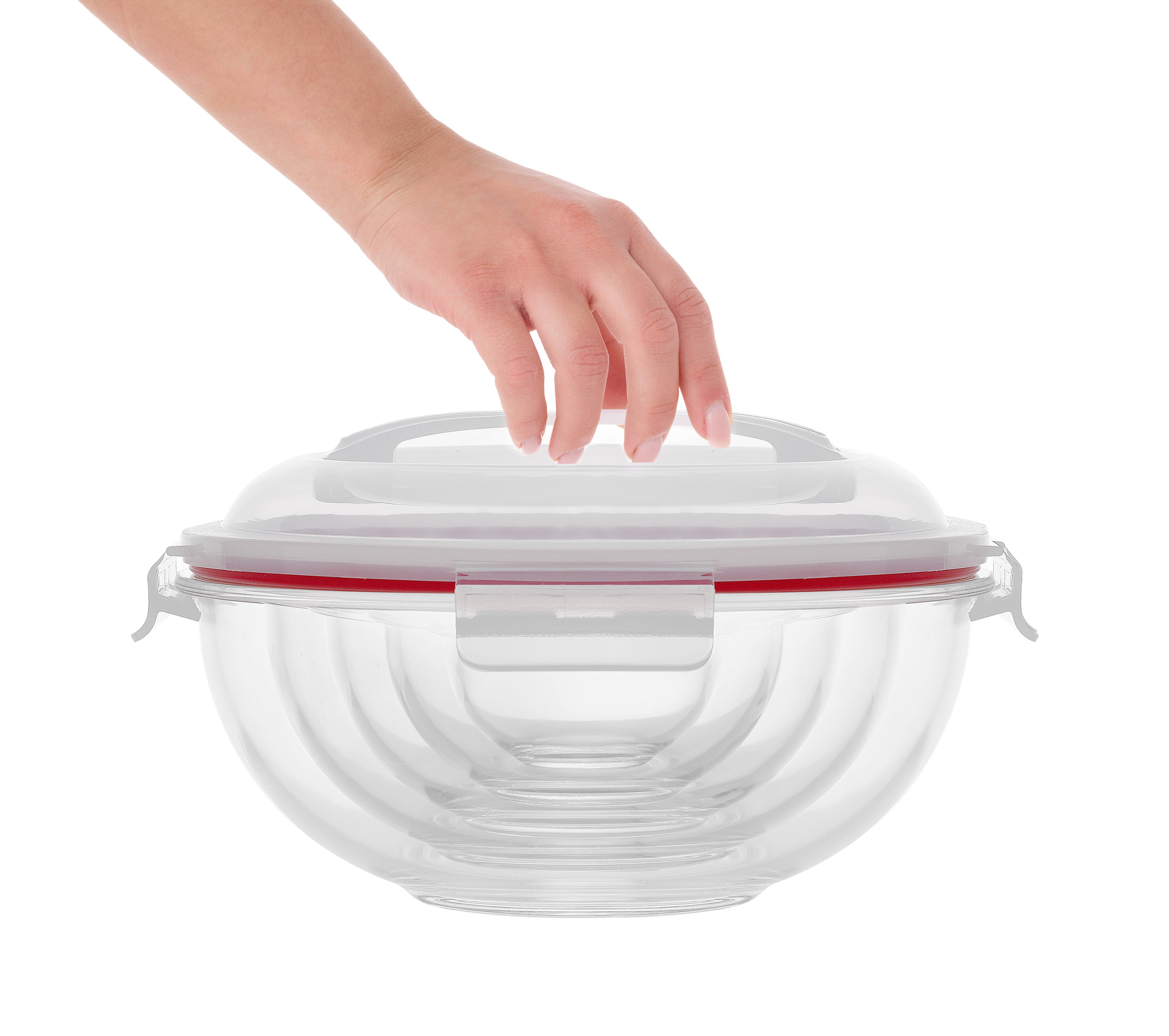 JoyJolt - Wholesale Mixing Bowl - Glass Kitchen Mixing Bowls With Snap on Lids - Red2
