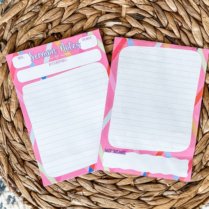 Saving Grace Print Shop - Wholesale Notepad - Bright Sermon Notes Double-Sided 5x7 Notepad=3