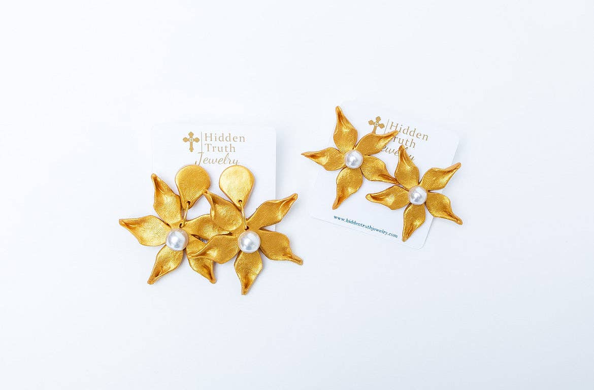 Hidden Truth Jewelry - Wholesale Dangle Earrings - Stargazer Lily & Pearl Dangles8