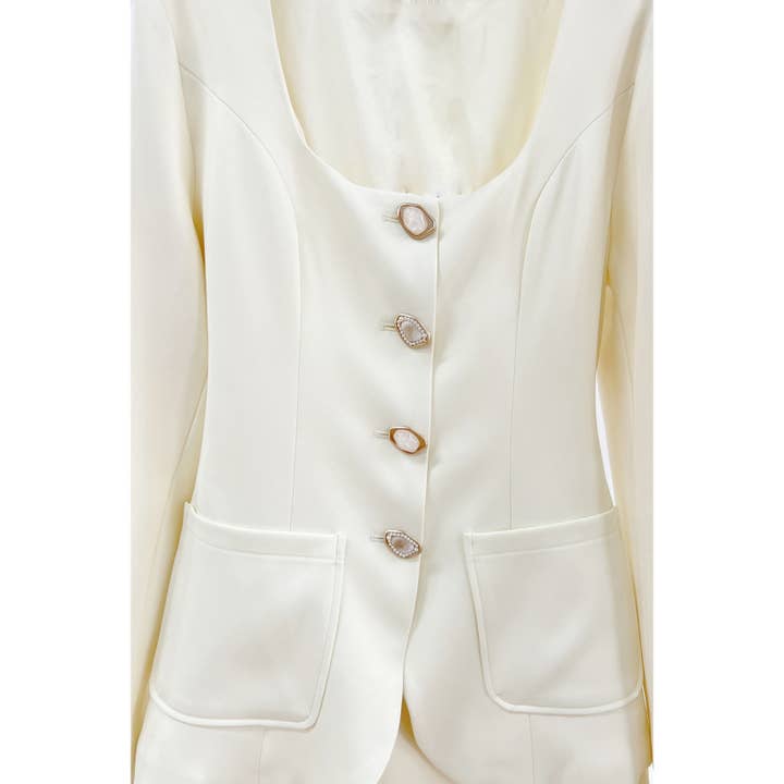 XHHH Inc - Wholesale Top & Pant Set (NOT Loungewear) - Women's - X9461CS Scoop Neck Blazer Mini Dress Set9