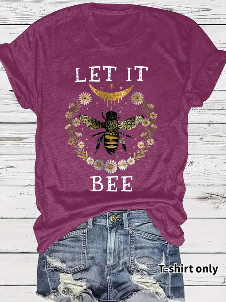 Rosa Clothing - Wholesale T-Shirt - Women's - LET IT BEE & Floral Wreath Graphic T-Shirt3