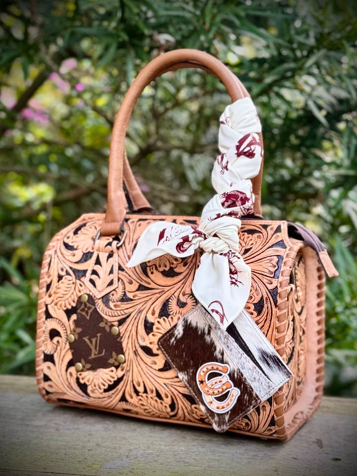 Upcycled LV Tooled Leather Speedy Bag Western Rodeo for wholesale by Southern Junkie Gypsy Boutique