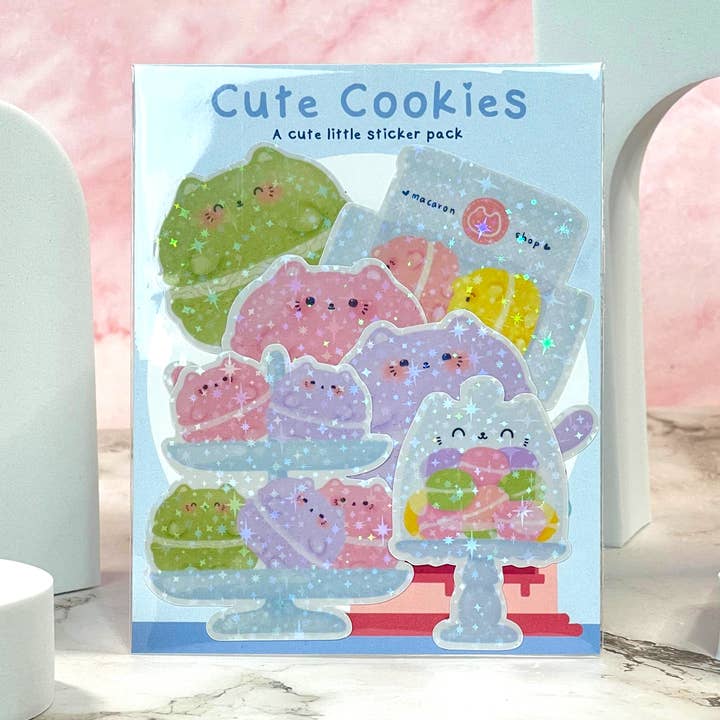 Water Bottle Stickers, Cute Kawaii Macaron Kitty Stickers for wholesale by All The Kewt Stickers