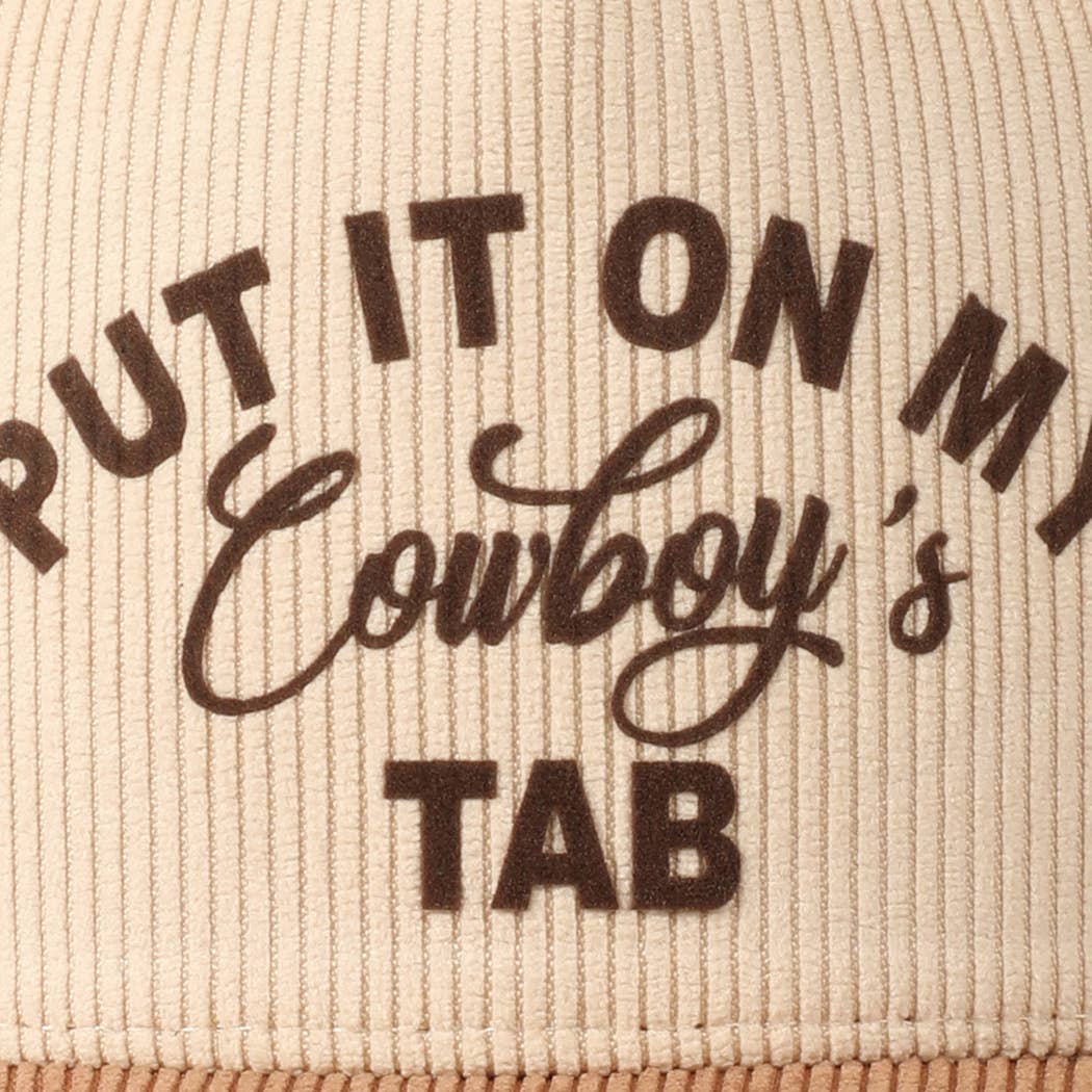 Fashion City – wholesale Baseballkeps - Unisex – Sätt den på min cowboy's Tab tvåfärgad corduroy-keps4