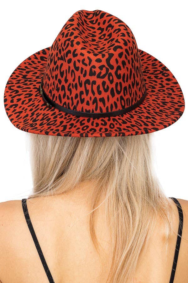 Cap Zone - Wholesale Fedora - Women's - Leopard Red Bottom Fedora13