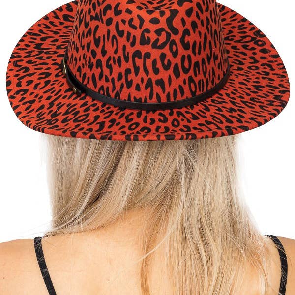 Cap Zone - Wholesale Fedora - Women's - Leopard Red Bottom Fedora13
