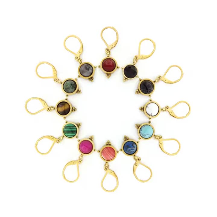 Semi Precious Stone Drop Earrings - E4-349 for wholesale by LIZOU