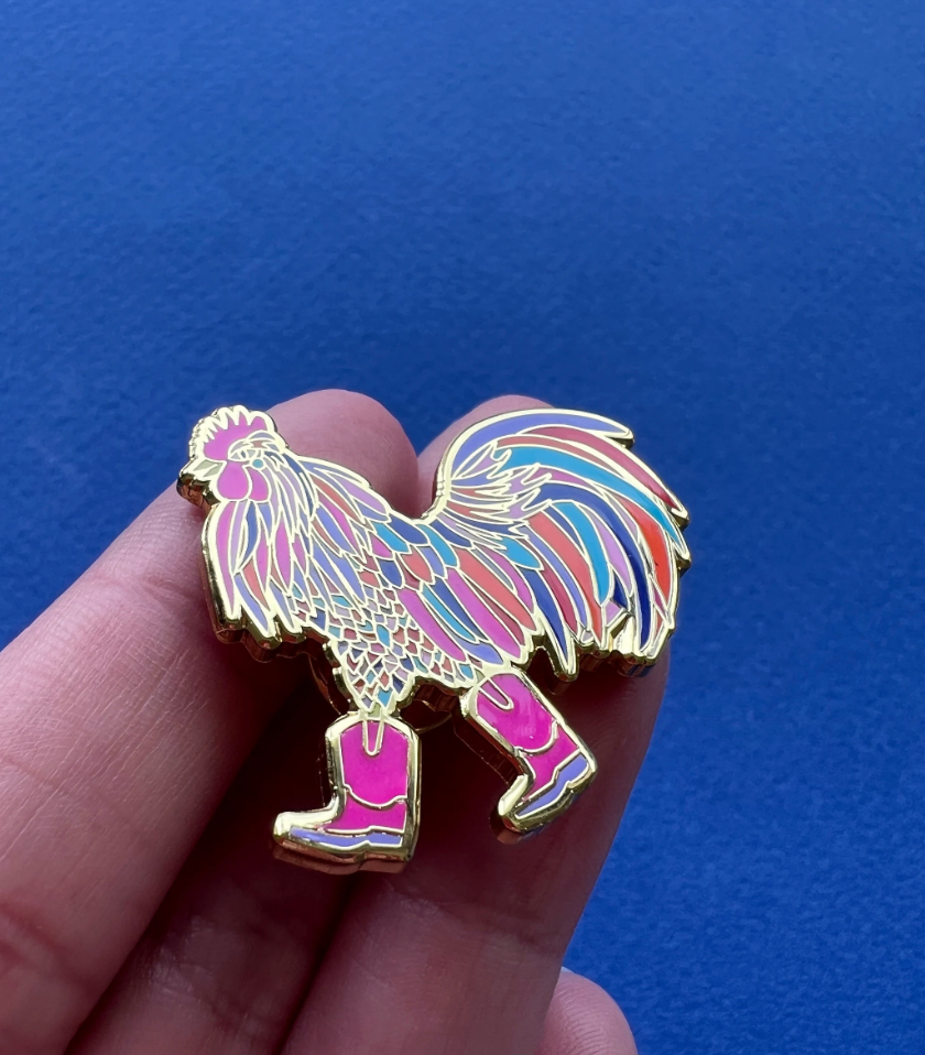 ACira Studio LLC - Wholesale Lapel Pin/Button - El Gallo, Hard Enamel Pin3