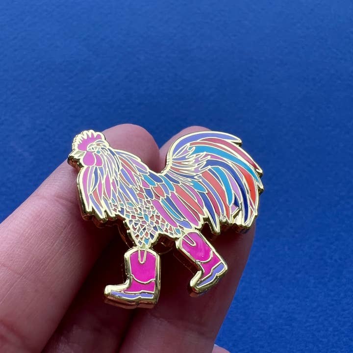 ACira Studio LLC - Wholesale Lapel Pin/Button - El Gallo, Hard Enamel Pin3