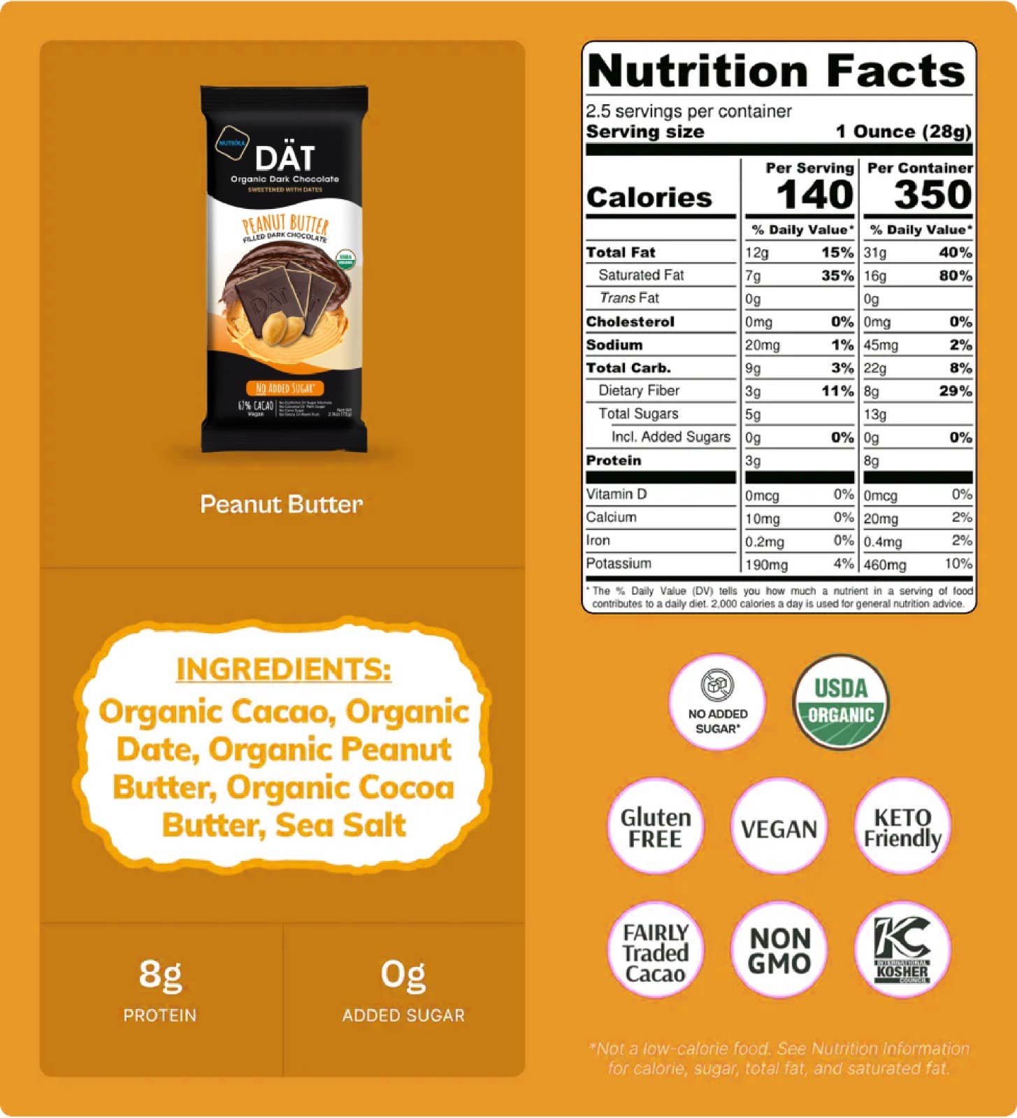 NUTSÓLA - Wholesale Chocolate Bar - Peanut Butter Dark Chocolate 2