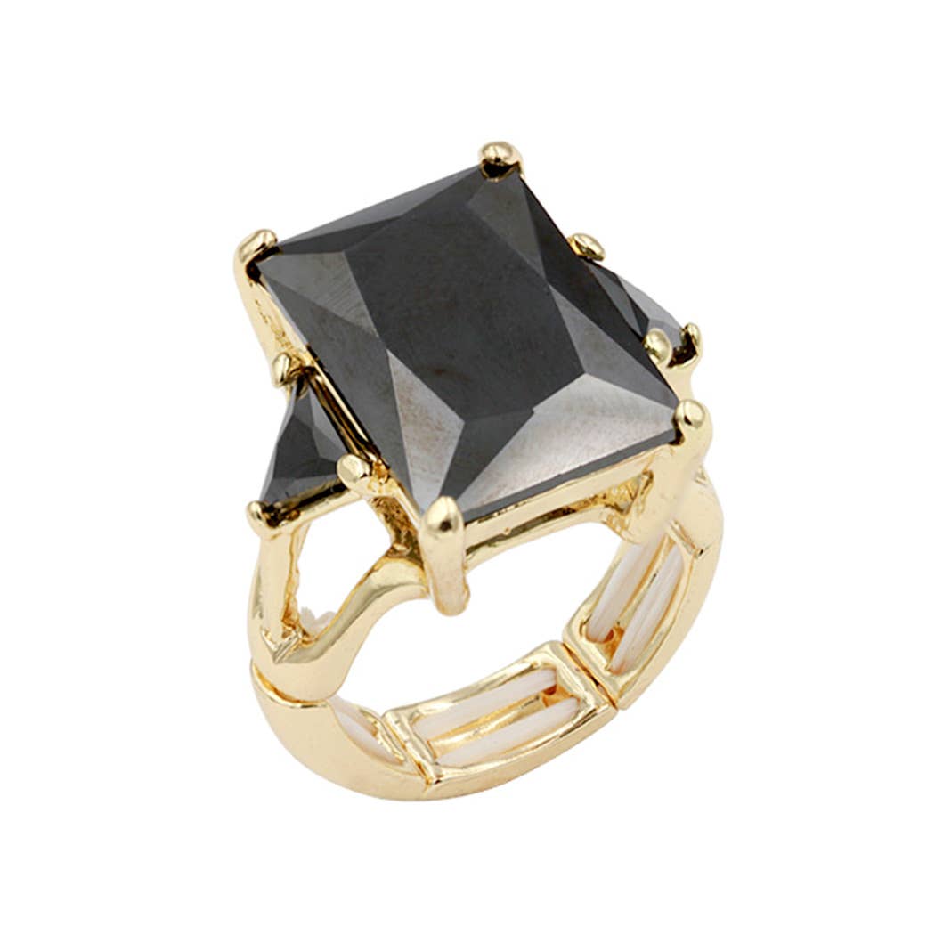 Fashion City - Venta al por mayor Anillos grandes/de cóctel - Anillo elástico grande con piedras6