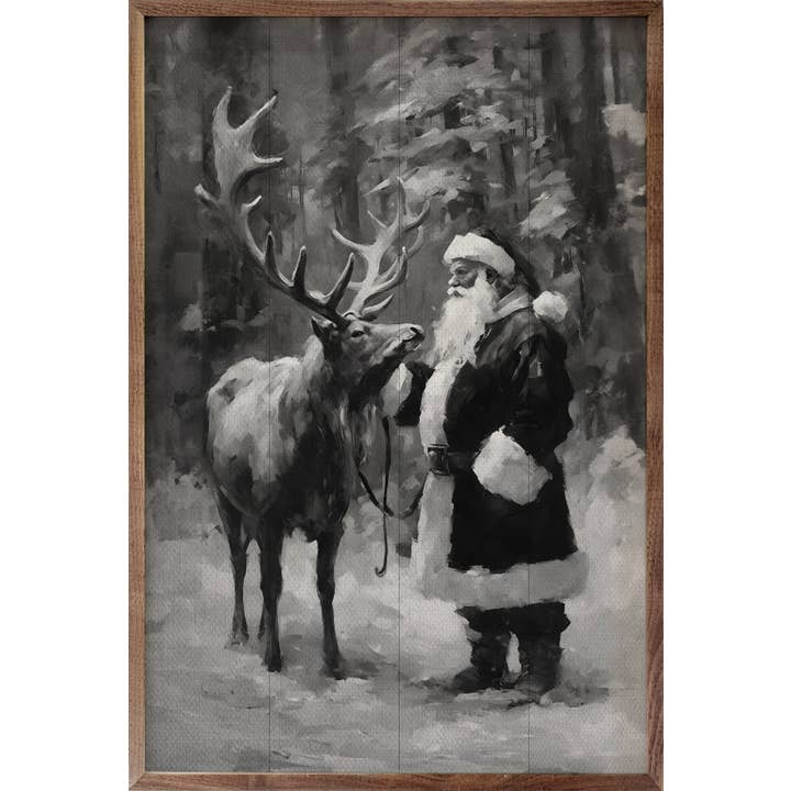 Santa And Reindeer BW for wholesale by Kendrick Home