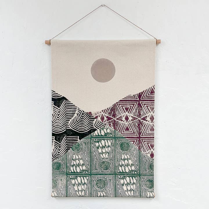 Medium Landscape Wall Hanging in Green, Black and Purple for wholesale by Julia Canright